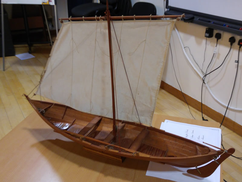 A model of a birlinn, a type of boat used on the west coast of Scotland from the middle ages