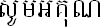 sourm-or-kun (Thank you in Khmer)
