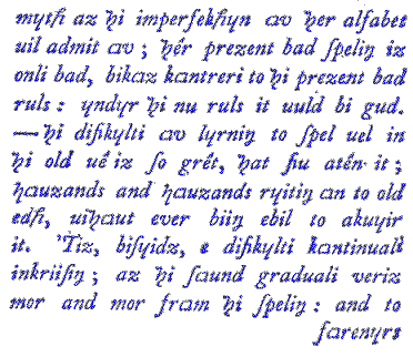 Sample text in Benjamin Franklin's Phonetic Alphabet