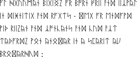 Sample text in Modern English Runic