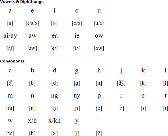 Latin alphabet for Ogan