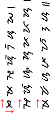 Sample of Left to right, vertical, bottom to top writing in Hanun&oacute;'o