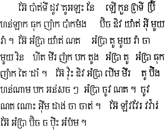 Sample text in Brao