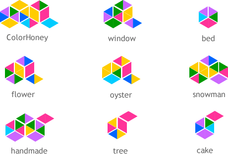 Sample words in the ColorHoney alphabet