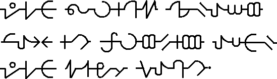 Sample text in the Common Delta Menurae alphabet in English