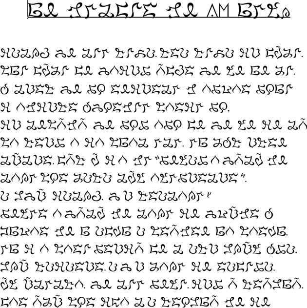 Sample text in Loopiform in French