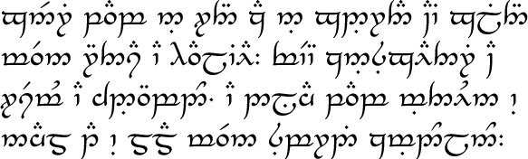 Sample Welsh text in the Tengwar alphabet
