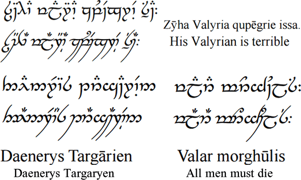 Sample texts in High Valyrian