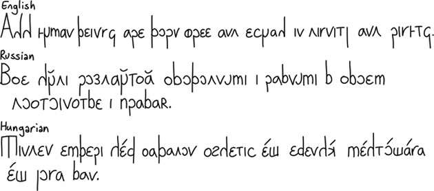 Sample text in Velikirillitsa