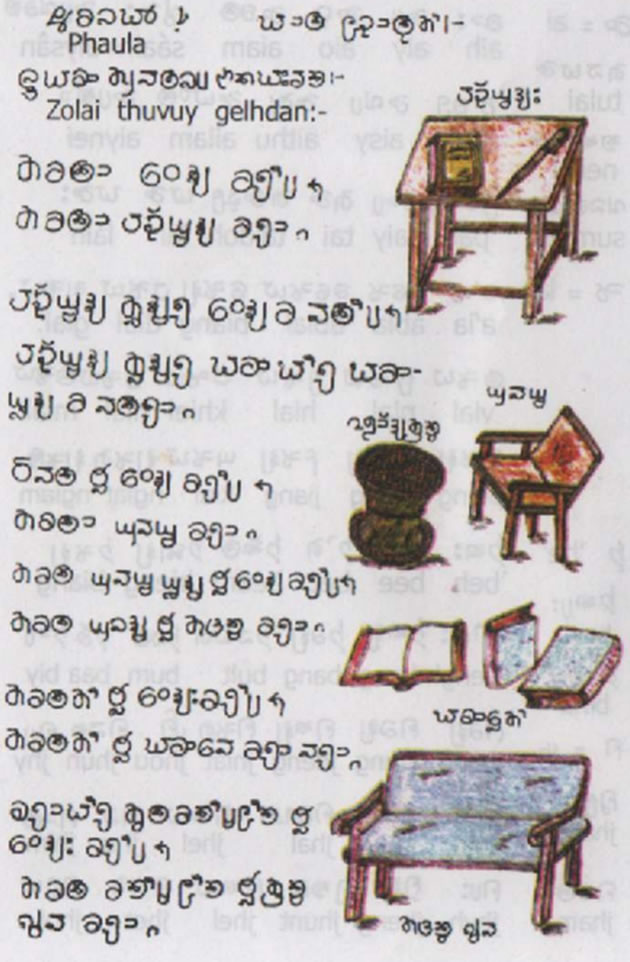Image with example of the Zoulai alphabet in use