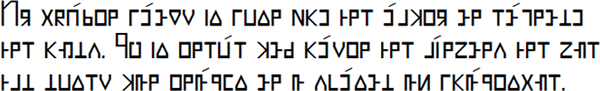 Sample text in Betadel alphabet