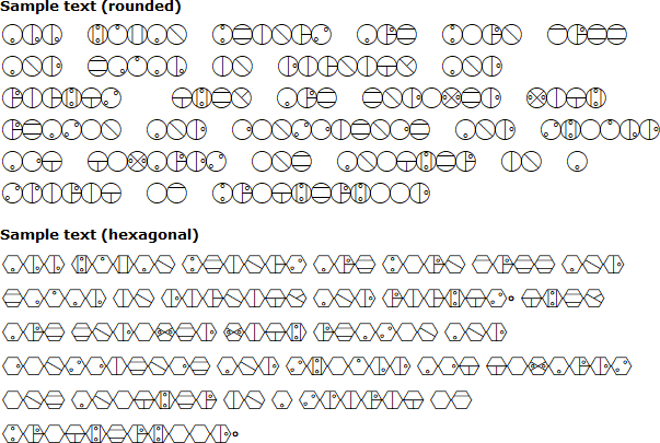 Sample text in the Matoran alphabet