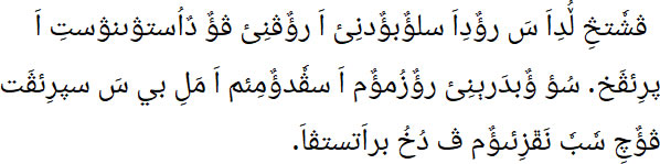 ڤشٗتڅِ ڵُدِاَ سَ رؤٌدِاَ سلؤٌبؤٌدنِئ اَ رؤٌڤنِئ ڤؤٌ دٌاُستۋىنۋستِ اَ  پرِئڤَخ. سُؤ ؤٌبدَرېنِئ رؤٌزُمؤٌم اَ سڤٗدؤٌمِئم اَ مَلِ بي سَ سپرِئڤَت ڤؤٌچِ سٗبٗ نَڦزِئىؤٌم ڤ دُخُ براَتستڤاَ.