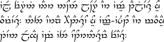 Article 1 of the UDHR in Sindarin in the Tengwar alphabet