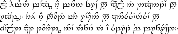 Article 1 of the UDHR in English in the Tengwar alphabet