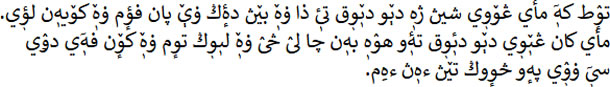 توٕٛط کەٖࣤ مأي ڠوٚوٖي شيڽ ژەٖ دېٚو دىٖٚوٖق تىٖٔ ذا ۏەٖٚ بيٚڽ دۀٕڭ ۏېٚ ڽان فؤٕم ۏەٖٚ كوٚيەٖن لؤٖي.
مأي كان ڠىٖٚوٖي دېٚو دىٖٔوٖق تۀٖو ھوٛەٖ بەٖن چا لیٛ څیٛ ۏەٖٚ لىٖوٖڭ توٕم ۏەٖٚ كوٕٚن فەٖࣤي دۅٛي سىٖࣤ ۏوٖٛي ڽەٕو څوٕوڭ تيٚڽ ءەٖڽ ءەِم.