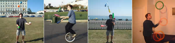 Simon Ager juggling and unicycling