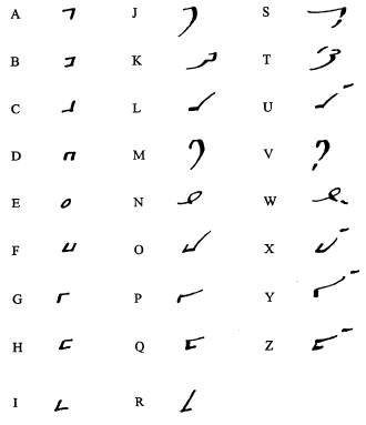 A example of the Elian Script in one of the many possible fluid forms