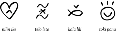 Example of how Toki Pona hieroglyphs are used