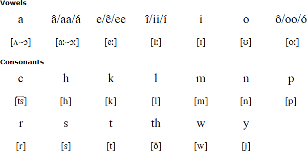 Roman Orthography Woods Cree